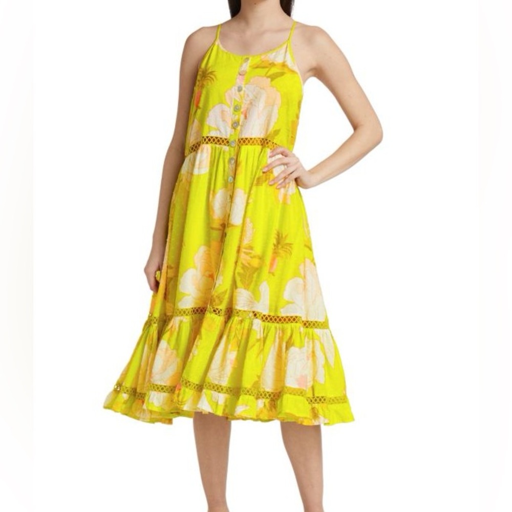 Farm Rio’s bohemian and playful yellow garden midi dress (medium)